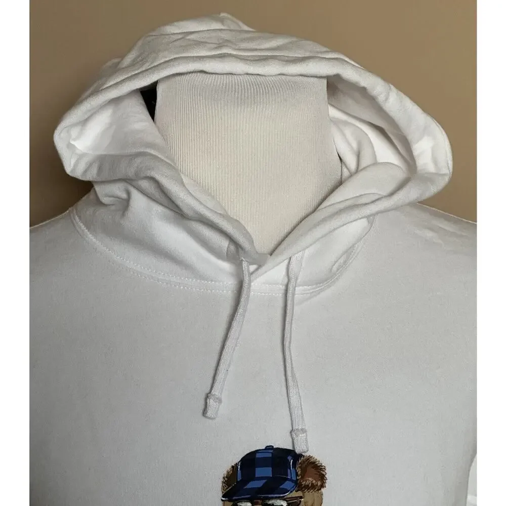 NWT $188 Polo Ralph Lauren Long Sleeve Bear Sweatshirt with Hoodie White 3XB/3TG